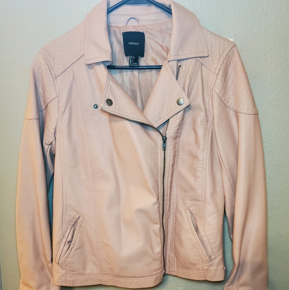 Faux leather light pink jacket